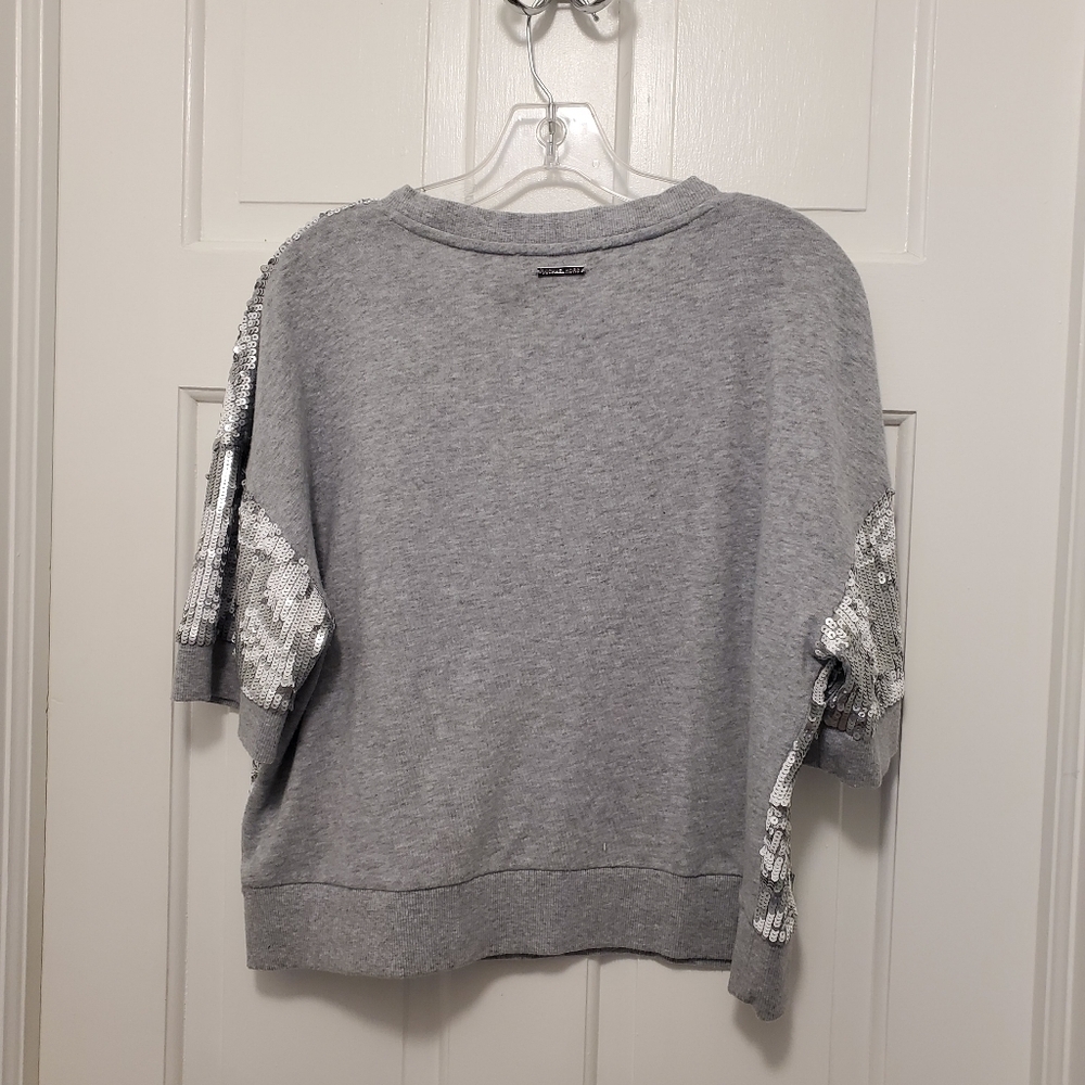 Michael Michael Kors Grey Knit with Floral Sequin Top Size Large, shimmer - Picture 10 of 10